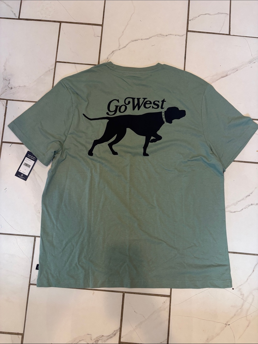 Men’s Lands End Sage Green “Go West” Signature Dog Graphic Tee - NWT, XL